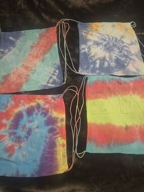 Colorful Tie-Dye Drawstring Bags - Set of 4